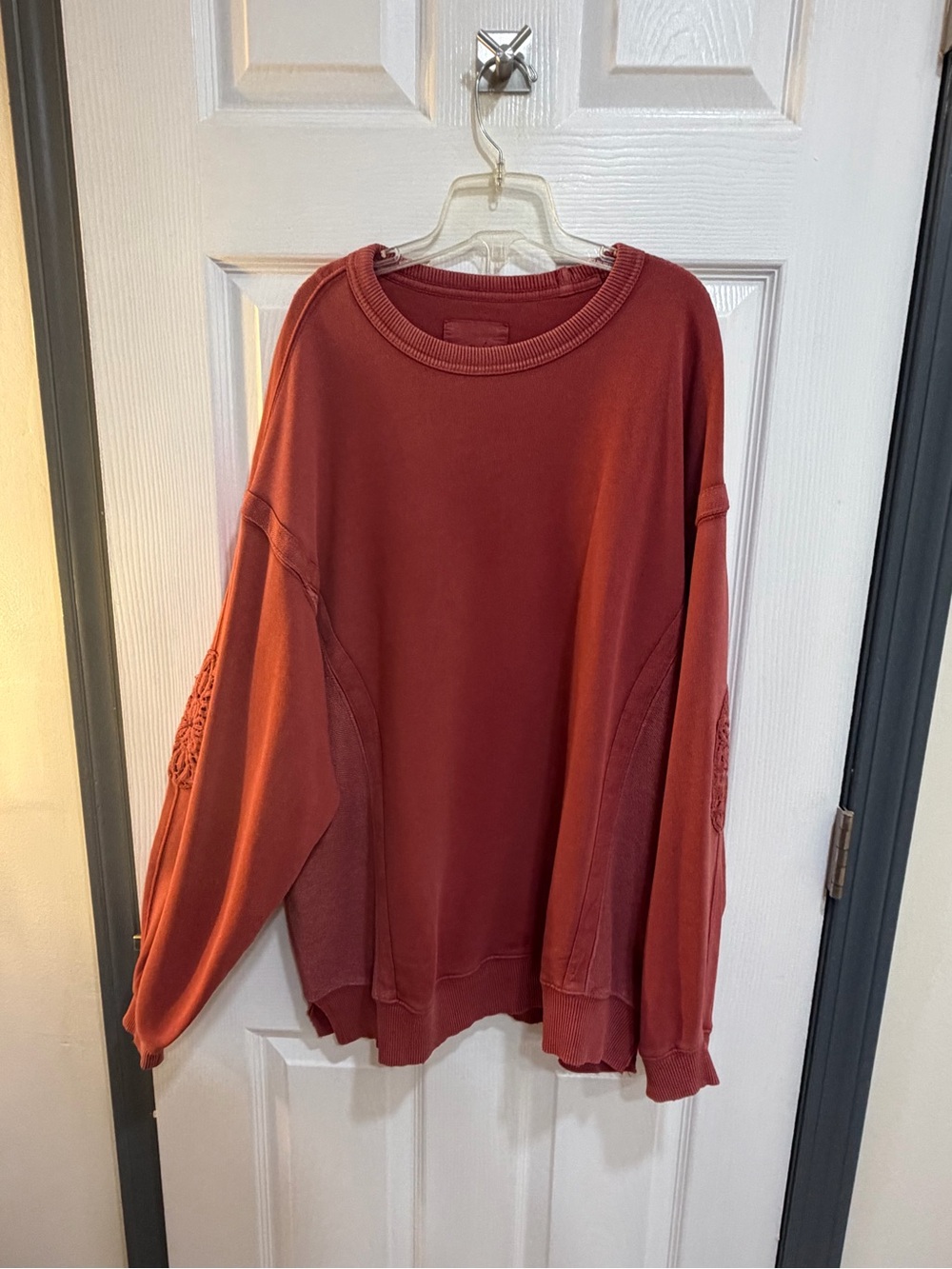 aerie Oversized Crewneck Sweater in Rust Red